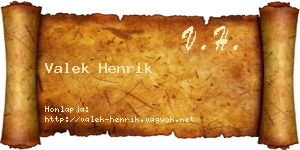 Valek Henrik névjegykártya